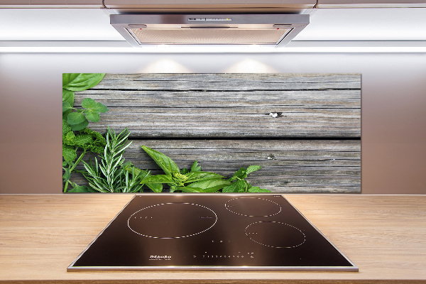 Keuken achterwand Houten kruidenachtergrond