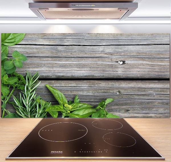 Keuken achterwand Houten kruidenachtergrond