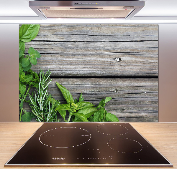 Keuken achterwand Houten kruidenachtergrond
