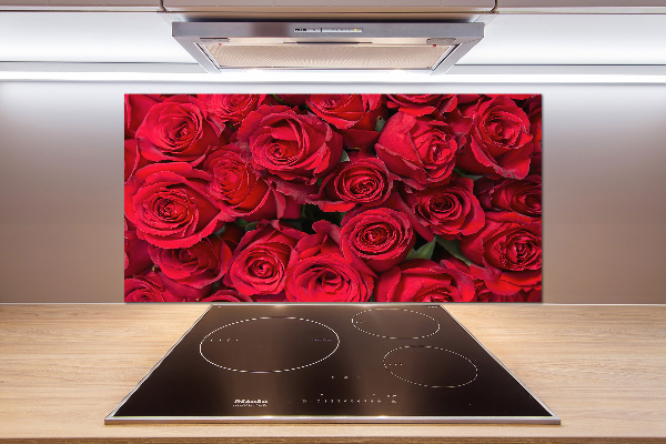 Glazen achterwand keuken Rode rozen