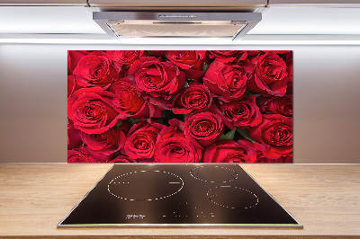 Glazen achterwand keuken Rode rozen