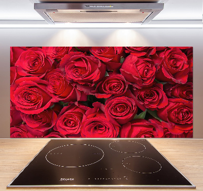Glazen achterwand keuken Rode rozen
