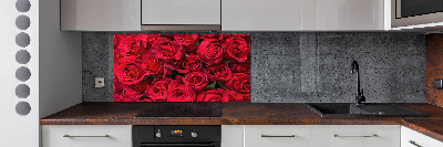 Glazen achterwand keuken Rode rozen