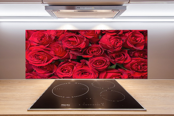 Glazen achterwand keuken Rode rozen