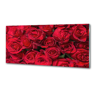Glazen achterwand keuken Rode rozen
