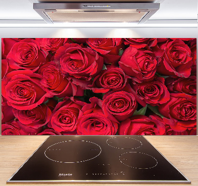 Glazen achterwand keuken Rode rozen