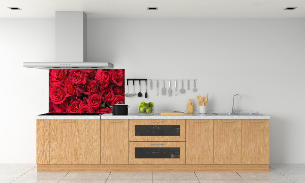 Glazen achterwand keuken Rode rozen