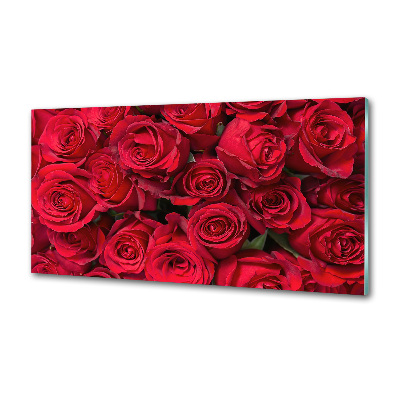 Glazen achterwand keuken Rode rozen