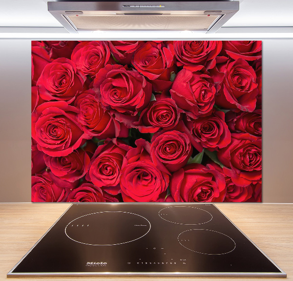Glazen achterwand keuken Rode rozen