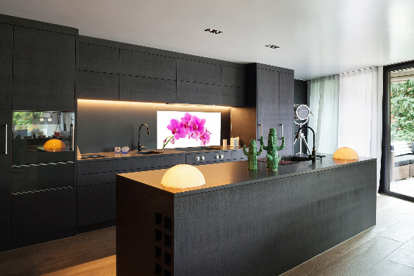 Spatscherm keuken Roze orchidee
