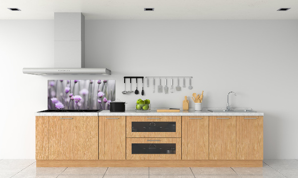 Glazen achterwand keuken Bieslookbloemen