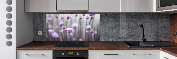 Glazen achterwand keuken Bieslookbloemen