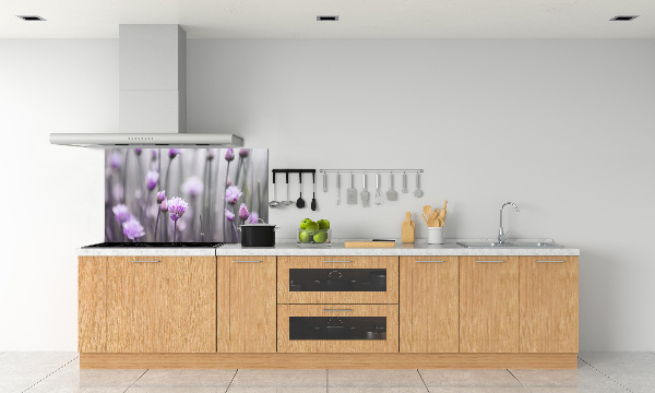 Glazen achterwand keuken Bieslookbloemen