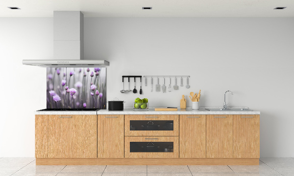 Glazen achterwand keuken Bieslookbloemen