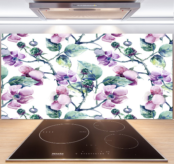 Spatplaat keuken Braambloemen