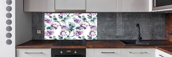 Spatplaat keuken Braambloemen