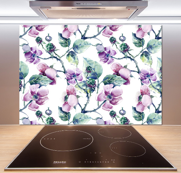 Spatplaat keuken Braambloemen