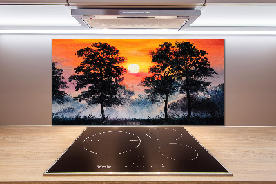 Spatplaat keuken Zonsondergangbos