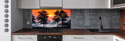 Spatplaat keuken Zonsondergangbos