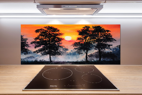 Spatplaat keuken Zonsondergangbos