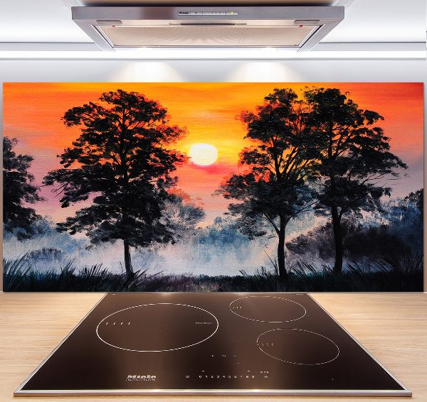 Spatplaat keuken Zonsondergangbos