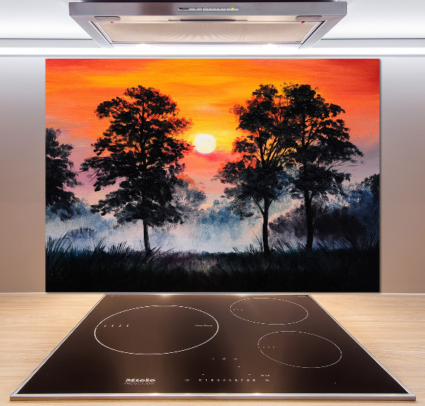Spatplaat keuken Zonsondergangbos