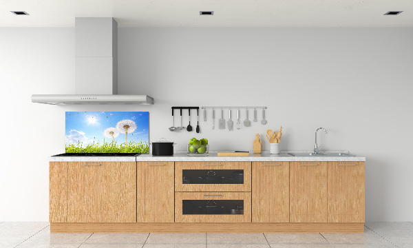 Glazen achterwand keuken Paardenbloemen