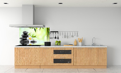 Spatscherm keuken Plumeria en bamboe