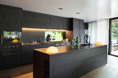 Spatscherm keuken Plumeria en bamboe