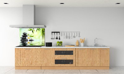 Spatscherm keuken Plumeria en bamboe