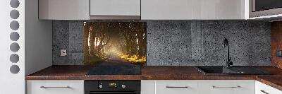 Glazen achterwand keuken Mist in het bos