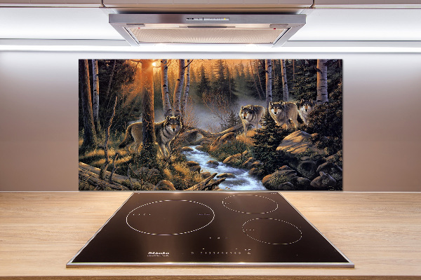 Spatscherm keuken Een roedel wolven