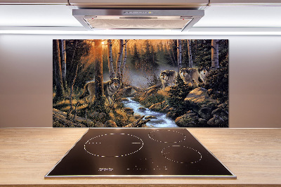 Spatscherm keuken Een roedel wolven