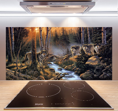 Spatscherm keuken Een roedel wolven