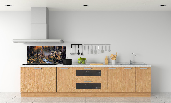 Spatscherm keuken Een roedel wolven