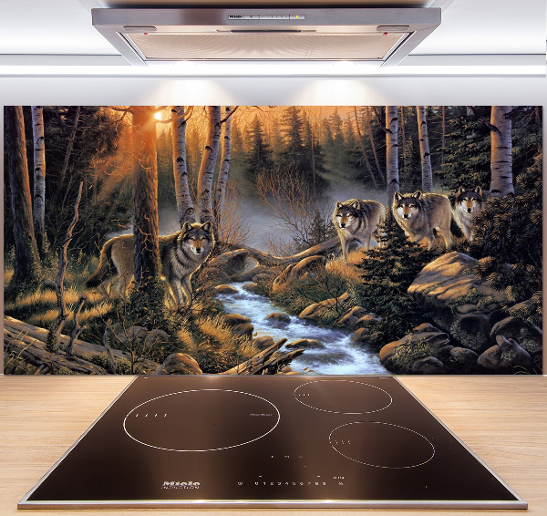 Spatscherm keuken Een roedel wolven