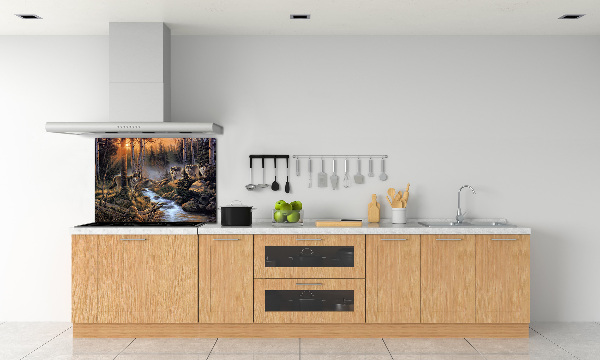 Spatscherm keuken Een roedel wolven