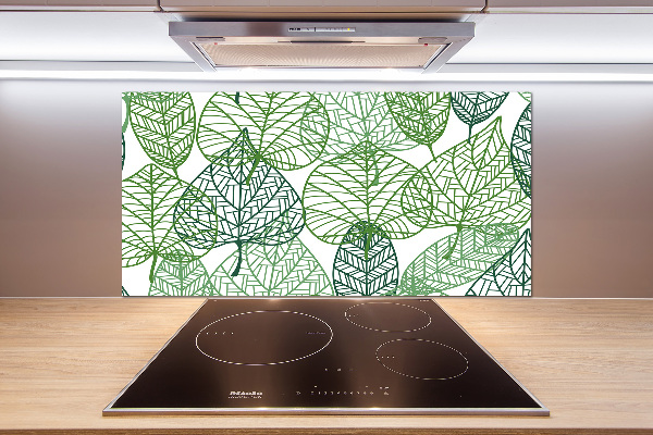 Glazen achterwand keuken Patroon van groene bladeren