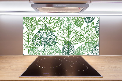 Glazen achterwand keuken Patroon van groene bladeren