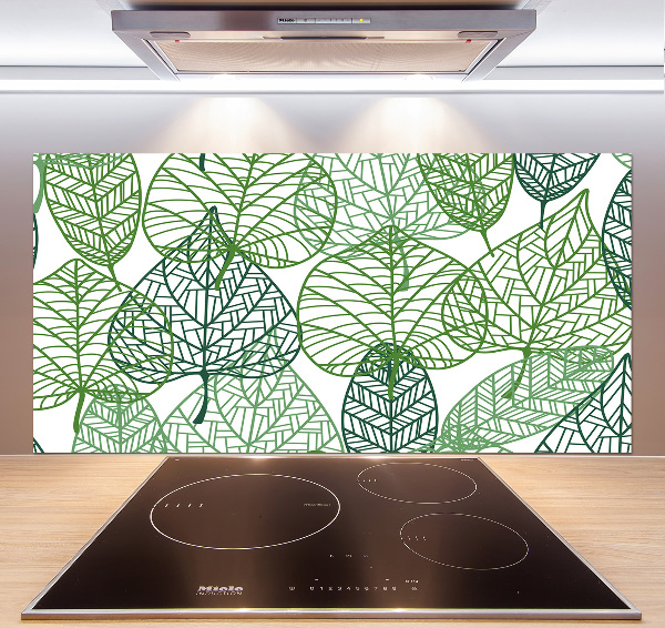 Glazen achterwand keuken Patroon van groene bladeren
