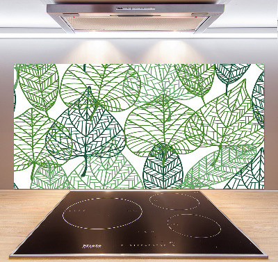 Glazen achterwand keuken Patroon van groene bladeren