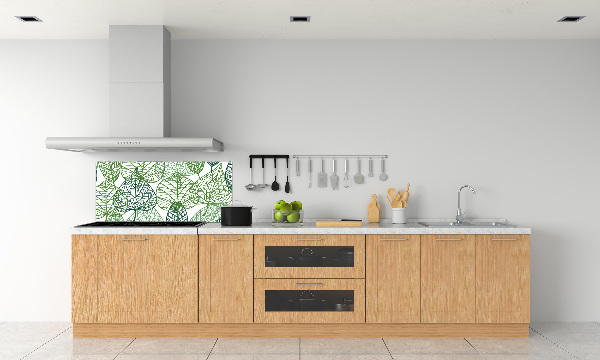 Glazen achterwand keuken Patroon van groene bladeren