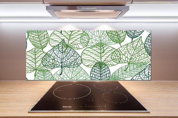 Glazen achterwand keuken Patroon van groene bladeren