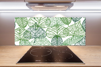 Glazen achterwand keuken Patroon van groene bladeren