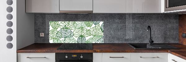 Glazen achterwand keuken Patroon van groene bladeren