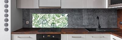 Glazen achterwand keuken Patroon van groene bladeren
