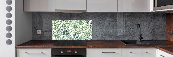 Glazen achterwand keuken Patroon van groene bladeren