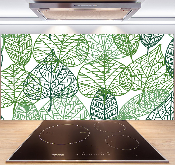 Glazen achterwand keuken Patroon van groene bladeren