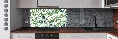 Glazen achterwand keuken Patroon van groene bladeren