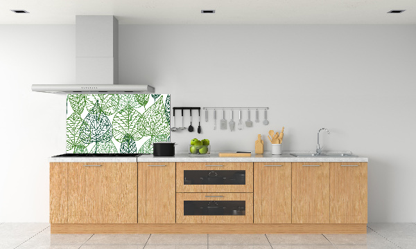 Glazen achterwand keuken Patroon van groene bladeren